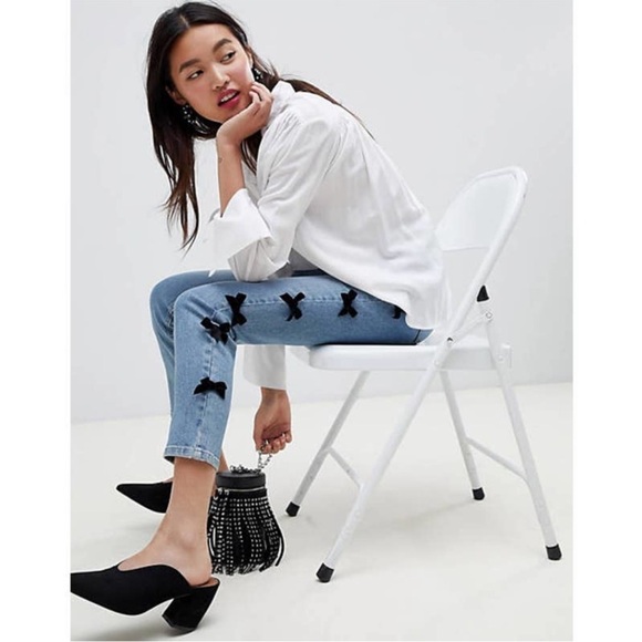 ASOS Farleigh Bow Detail High Rise Jeans Size 26 - Picture 3 of 6